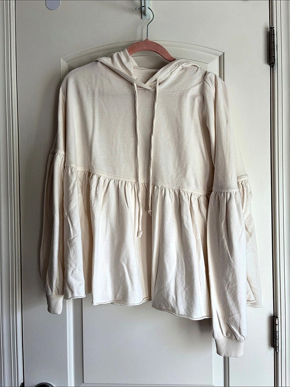aerie Peplum Hoodie Hooded Tunic White Size Medium NWT